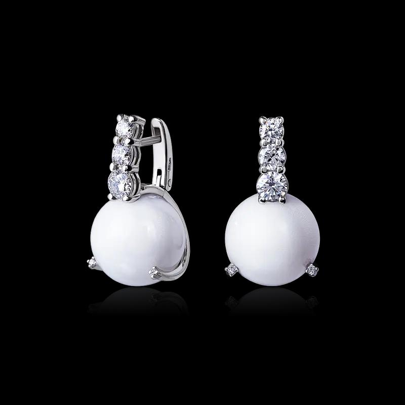Серьги из белого золота с жемчугом CLAM и бриллиантами