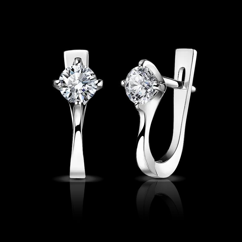 Серьги из белого золота с бриллиантами 1 карат